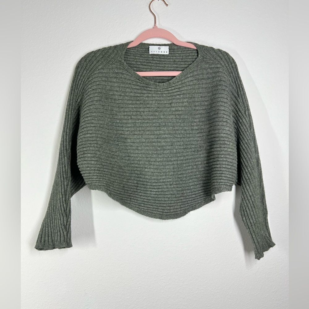 HaveOne Light Olive Chunky Knit Sweater One size made in Italy